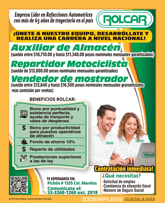Vacante de empleo en Guadalajara publicada el 2026-05-29 en Solo Empleos