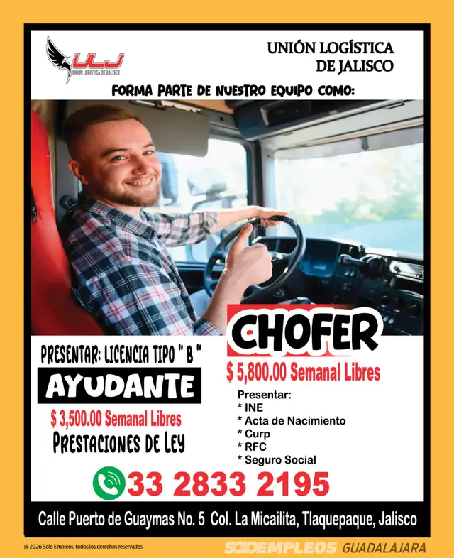 Vacante de empleo en Guadalajara publicada el 2026-07-17 en Solo Empleos