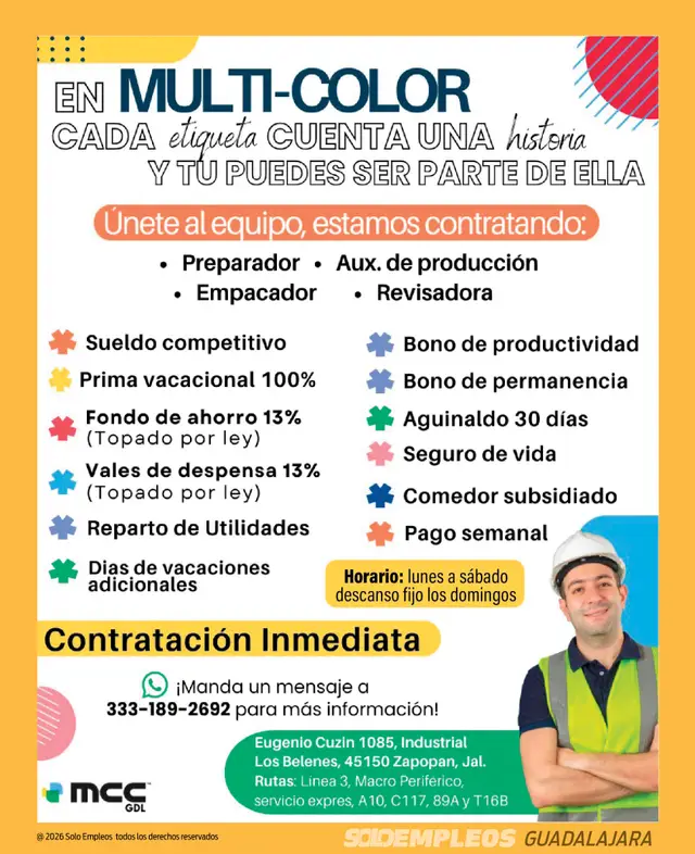 Vacante de empleo en Guadalajara publicada el 2026-07-17 en Solo Empleos