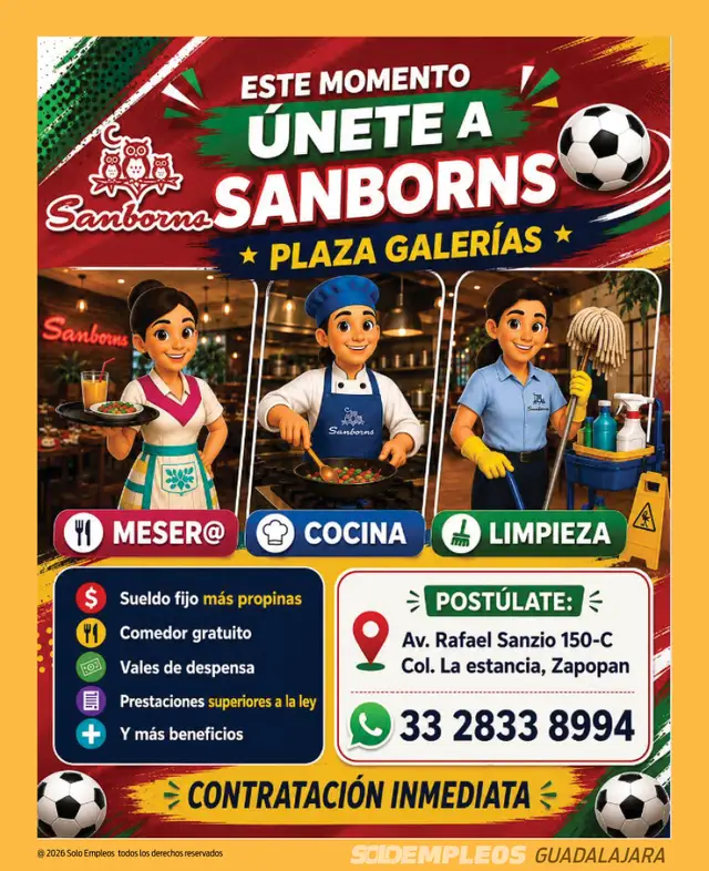 Vacante de empleo en Guadalajara publicada el 2026-07-17 en Solo Empleos