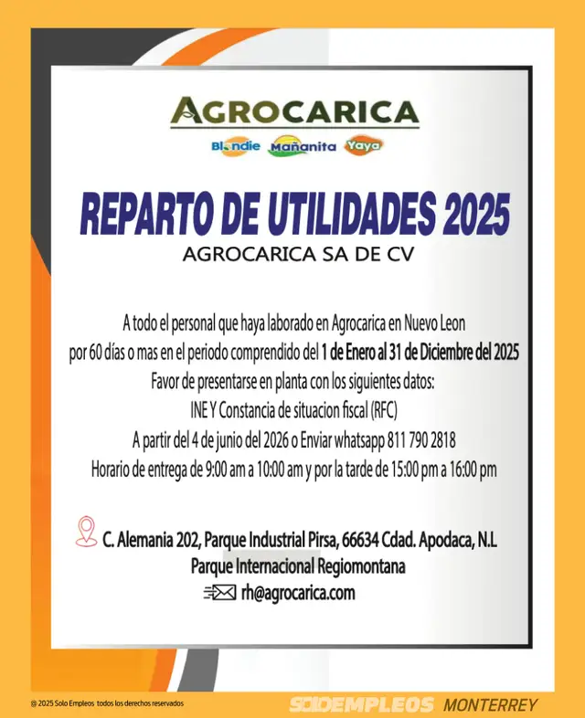 Vacante de empleo en Monterrey publicada el 2026-05-29 en Solo Empleos