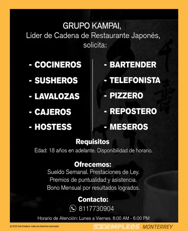 Vacante de empleo en Monterrey publicada el 2026-05-29 en Solo Empleos