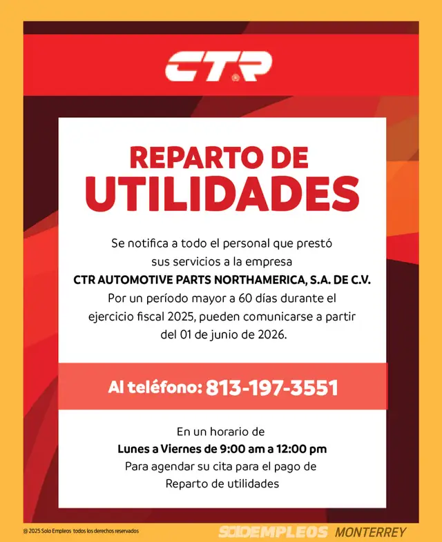 Vacante de empleo en Monterrey publicada el 2026-05-29 en Solo Empleos