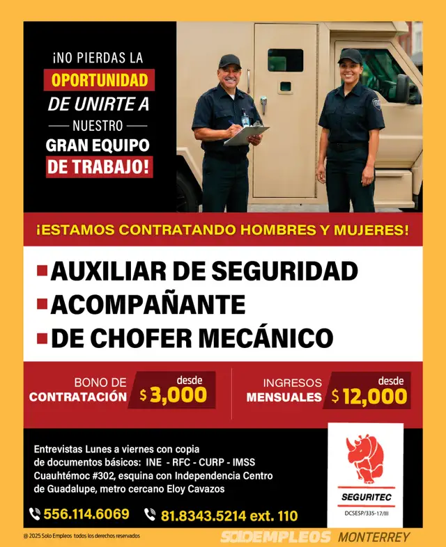 Vacante de empleo en Monterrey publicada el 2026-05-29 en Solo Empleos