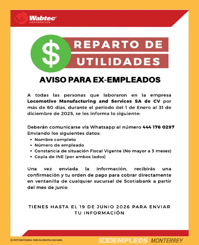Vacante de empleo en Monterrey publicada el 2026-05-29 en Solo Empleos
