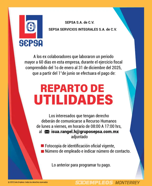 Vacante de empleo en Monterrey publicada el 2026-05-29 en Solo Empleos
