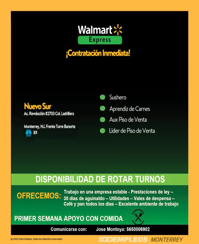 Vacante de empleo en Monterrey publicada el 2026-05-29 en Solo Empleos