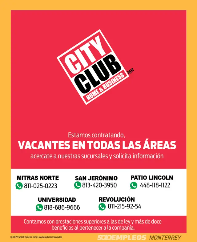 Vacante de empleo en Monterrey publicada el 2026-05-29 en Solo Empleos